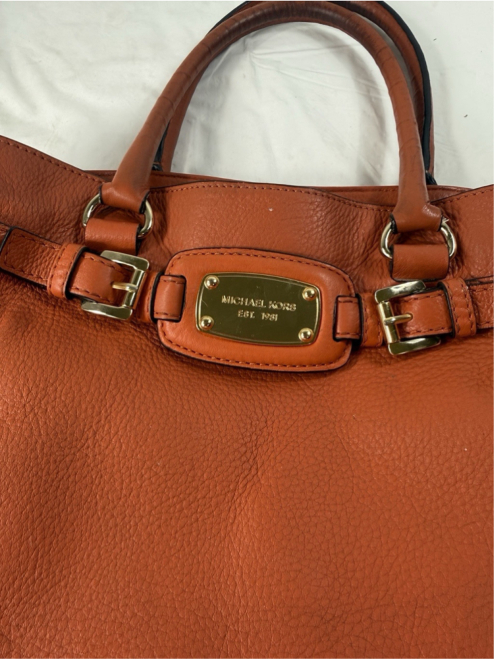 MICHAEL Michael Kors Hamilton Large EW Chain Strap Satchel in Orange - Picture 5 of 15